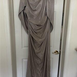 Sparkle Draped Evening Dress in champagne